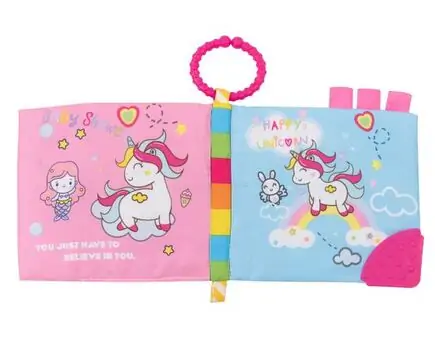 Educational cloth book with teether Happy Unicorn KikkaBoo-ს განსავითარებელი სათამაშო წიგნი, 4 image