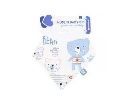 KikkaBoo Muslin baby bib Bear Blue საბავშვო წინსაფარი