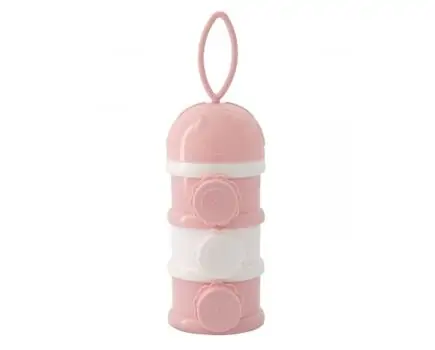 KikkaBoo-ს რძის ფხვნილის შესანახი კონტეინერი Milk powder dispenser 3-layer Pink
