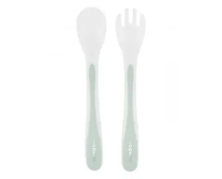 KikkaBoo-ს ჩვილის სილიკონის კოვზი და ჩანგალი Spoon and fork set PP Mint