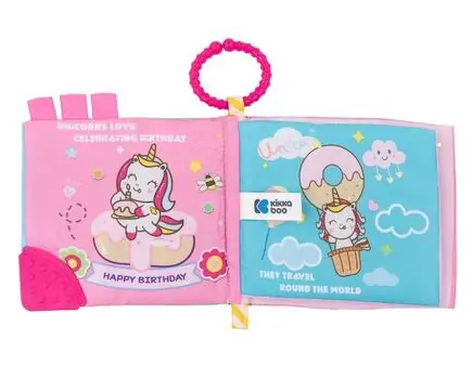 Educational cloth book with teether Happy Unicorn KikkaBoo-ს განსავითარებელი სათამაშო წიგნი, 3 image