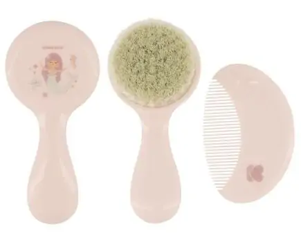 KikkaBoo-ს საბავშვო სავარცხლის ნაკრები Comb and brush with natural bristles Pink