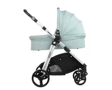 KikkaBoo UGO Light Mint Melange 4in1 საბავშვო ეტლის კომპლექტი, 10 image