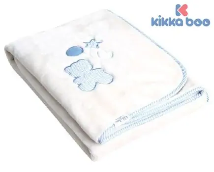 KikkaBoo-ს ახალშობილის პლედი Luxury blanket with embroidery Blue 80/110 cm