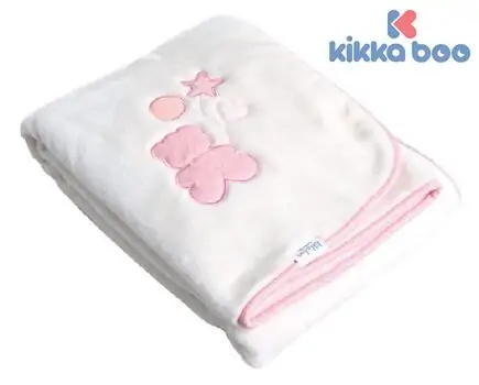 KikkaBoo-ს ახალშობილის პლედი Luxury blanket with embroidery Pink 80/110 cm