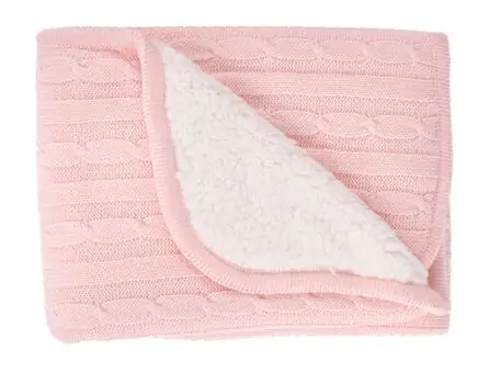 KikkaBoo-ს ახალშობილის პლედი Knitted Blanket Sherpa Pink