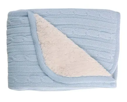 KikkaBoo-ს ახალშობილის პლედი Knitted Blanket Sherpa Blue
