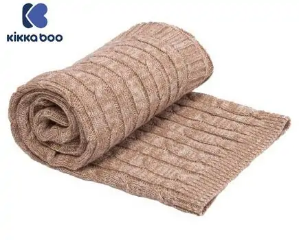 KikkaBoo-ს ახალშობილის პლედი Cable knitted blanket melange beige