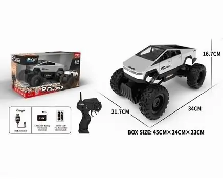 Cybertruck RC Car With Light - სათამაშო მანქანა დისტანციური მართვით და განათებით, 2 image