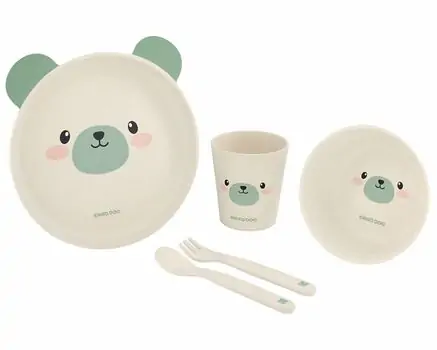 KikkaBoo-ს საბავშვო ჭურჭლის ნაკრები Tableware bamboo set Bear Mint