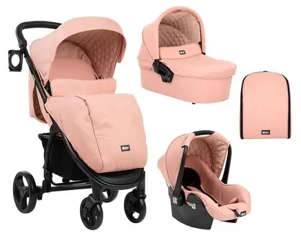KikkaBoo Madrid 4in1 Pink Melange საბავშვო ეტლის კომპლექტი, 2 image