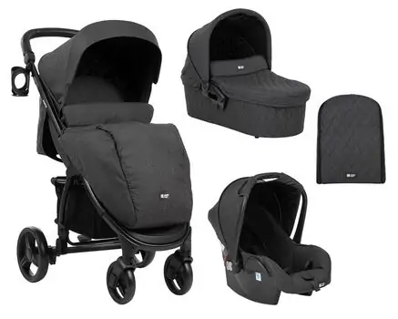 KikkaBoo Madrid 4in1 Black Melange საბავშვო ეტლის კომპლექტი, 2 image