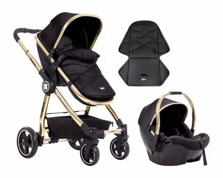 KikkaBoo Allure Black silver chrome 3in1 საბავშვო ეტლის კომპლექტი