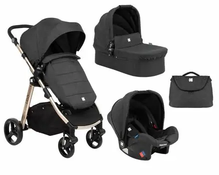 KikkaBoo UGO Melange Black 4in1 საბავშვო ეტლის კომპლექტი