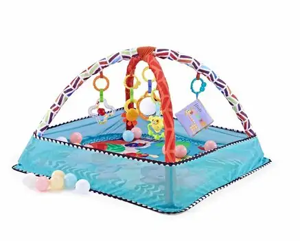 KikkaBoo-ს განსავითარებელი ხალიჩა Playmat with 18 Balls Blue Animals