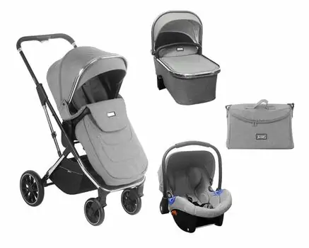 KikkaBoo Angele Chrome Grey 3in1 საბავშვო ეტლის კომპლექტი