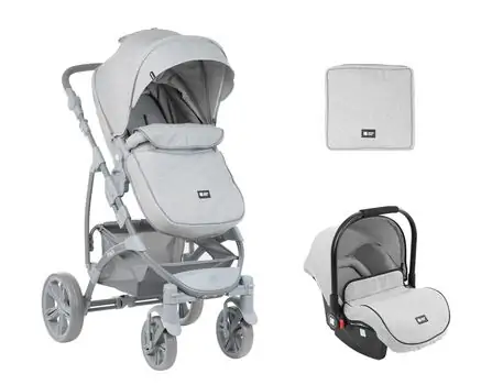 KikkaBoo Nala Grey 3in1 ახალშობილის ეტლის კომპლექტი