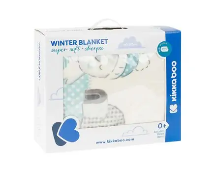 KikkaBoo-ს ახალშობილის პლედი Super soft baby blanket with sherpa 80/110 Pingui Family Blue, 3 image