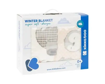KikkaBoo-ს ახალშობილის პლედი Super soft baby blanket with sherpa 80/110 Pingui Family Beige, 3 image