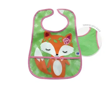 KikkaBoo EVA terry bib with crumb catcher set 3pcs. Fox-Flowers-Deer საბავშვო წინსაფარი, 2 image