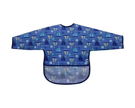 KikkaBoo-ს საბავშვო წინსაფარი Long sleeve bib with crumb catcher Boat