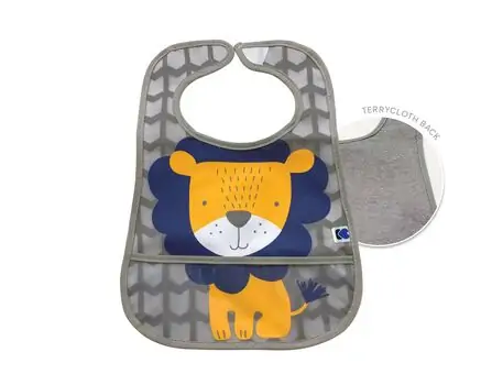 KikkaBoo EVA terry bib with crumb catcher set 3pcs. Lion-Rhino-Elephant საბავშვო წინსაფარი, 2 image