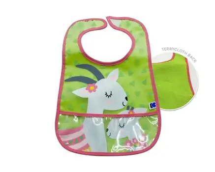 KikkaBoo EVA terry bib with crumb catcher set 3pcs. Lama-Cactus-Goat საბავშვო წინსაფარი, 4 image