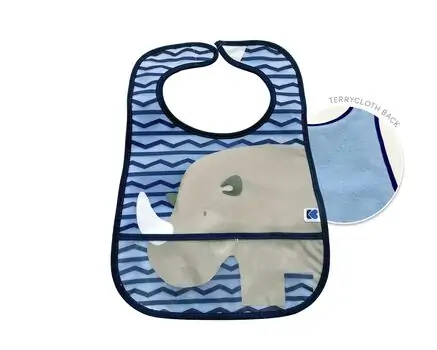 KikkaBoo EVA terry bib with crumb catcher set 3pcs. Lion-Rhino-Elephant საბავშვო წინსაფარი, 3 image