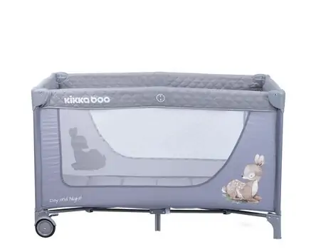 KikkaBoo Day & Night Gray Deer 2 levels საწოლ-მანეჟი, 5 image
