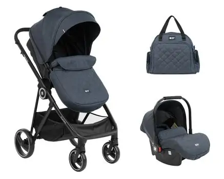 KikkaBoo Gianni Navy 3in1 ახალშობილის ეტლის კომპლექტი