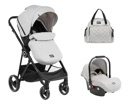 KikkaBoo Gianni Grey 3in1 ახალშობილის ეტლის კომპლექტი