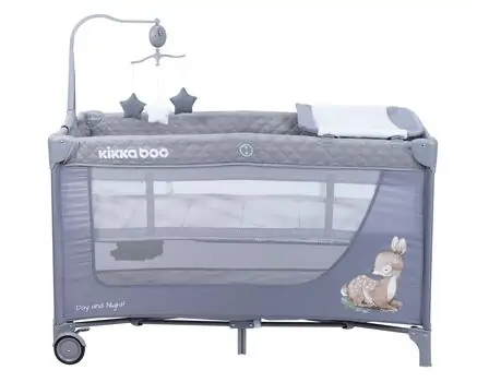 KikkaBoo Day & Night Gray Deer 2 levels საწოლ-მანეჟი, 2 image