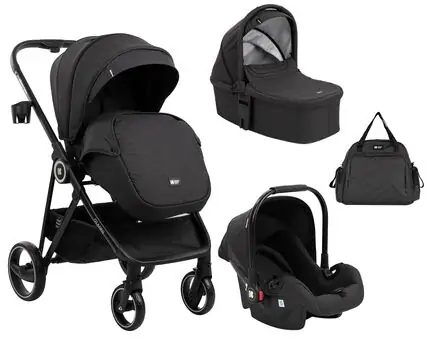 KikkaBoo Gianni Black 4in1 საბავშვო ეტლის კომპლექტი