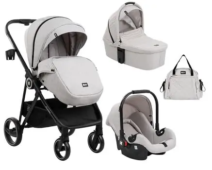 KikkaBoo Gianni Grey 4in1 საბავშვო ეტლის კომპლექტი