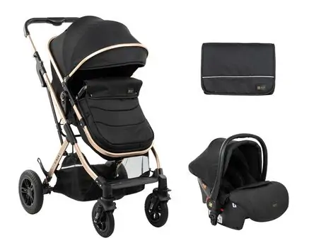 KikkaBoo Kaia Black 3in1 საბავშვო ეტლის კომპლექტი