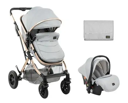 KikkaBoo Kaia Light Grey 3in1 საბავშვო ეტლის კომპლექტი