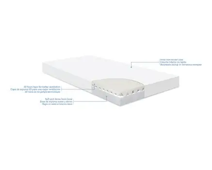 KikkaBoo Mattress DayDream 60x120x10cm Stars Grey ბამბის მატრასი, 2 image