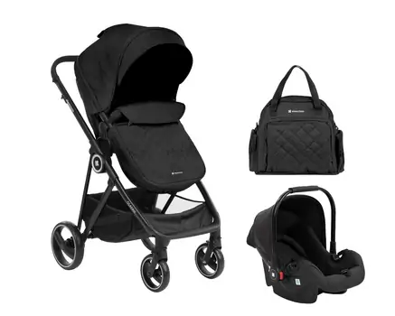 KikkaBoo Gianni Black 3in1 ახალშობილის ეტლის კომპლექტი