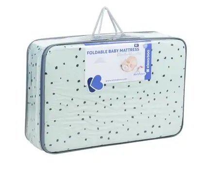 KikkaBoo Foldable mattress 60х120х5cm Bear with me Mint დასაკეცი მატრასი ბამბის ზედაპირით, 2 image