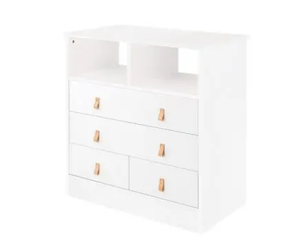 KikkaBoo Chipboard Dresser Aspen White ახალშობილის გამოსაცვლელი კომოდი სათავსოებით