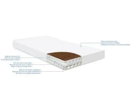 KikkaBoo Mattress CocoCraft Premium 60х120х15cm Helicopter Blue/Pink ბამბის მატრასი, 3 image