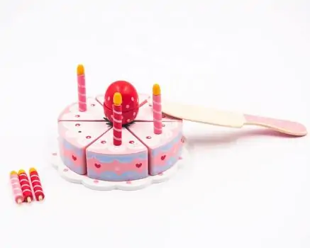 Wooden cake Happy Birthday ხის სათამაშო დასაჭრელი ტორტი, 6 image