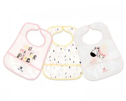 KikkaBoo EVA Terry Bib With Crumb Catcher 3Pcs Arty Pink საბავშვო წინსაფარი