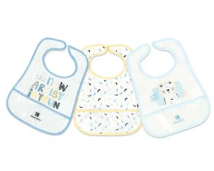 KikkaBoo EVA Terry Bib With Crumb Catcher 3Pcs Arty Blue საბავშვო წინსაფარი