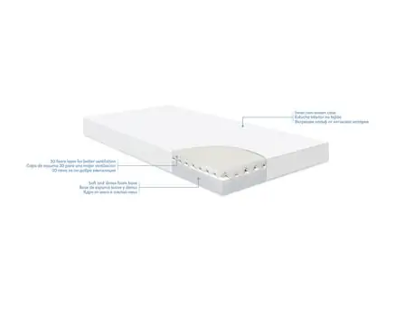 KikkaBoo Mattress DayDream Lux 60x120x10cm Bear Pink ბამბის მატრასი, 3 image
