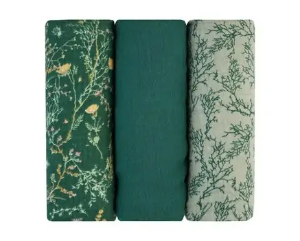 KikkaBoo Muslin swaddle set 3 pcs Secret Garden Green ახალშობილის პლედი​, 2 image