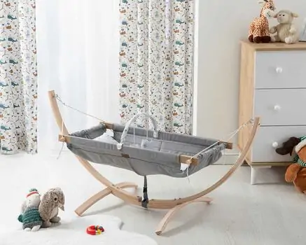 Baby When Hammock Wooden Silver ხის მექანკური ჰამაკი