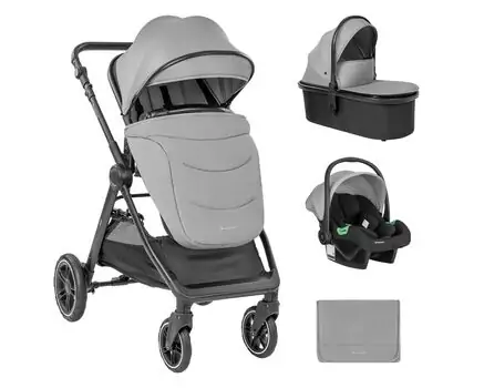 KikkaBoo Ava 3in1 Grey - საბავშვო ეტლის კომპლექტი