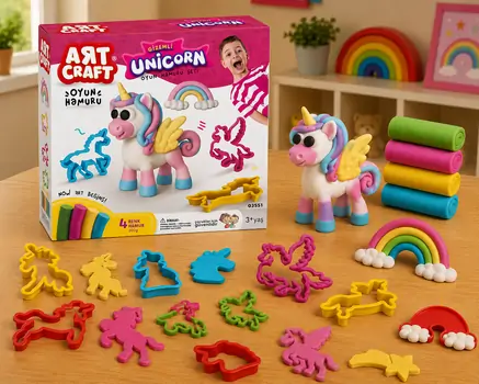 Dede 03551 ART CRAFT UNICORN DOUGH SET 200 GR საბავშვო პლასტელინების ნაკრები