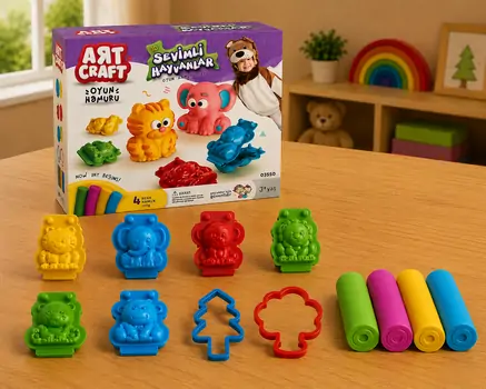 Dede 03550 ART CRAFT  3D ANIMALS DOUGH SET 200 GR საბავშვო პლასტელინების ნაკრები